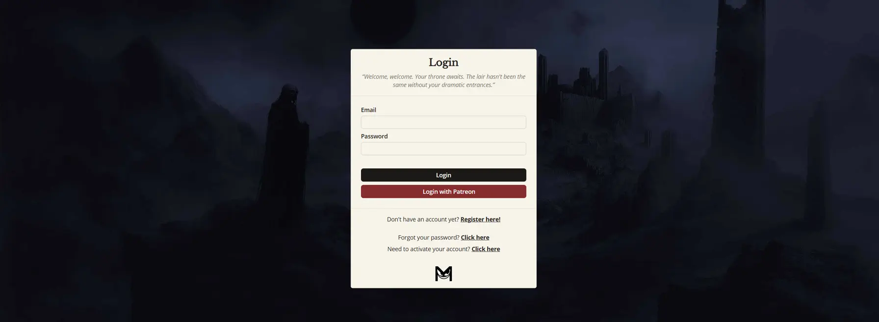 The new login page