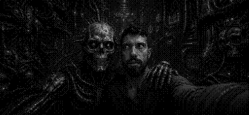My friend Sol and I take a selfie in this AI Slop illustration